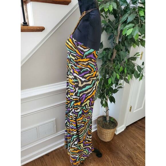 Just Love Women Multicolor Polyester Halter Neck Off Shoulder Long Maxi Dress S - Picture 6 of 12